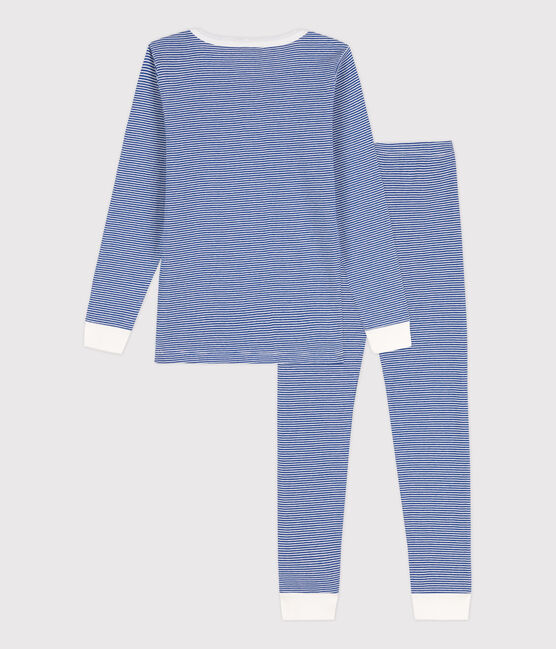 Children's Unisex Pinstriped Snugfit Cotton Pyjamas NEWBLEU /MARSHMALLOW