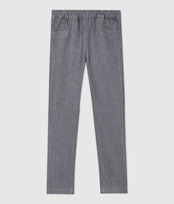 Girls' Denim Slim-Fit Trousers GRIS FONCE grey/DARK GREY