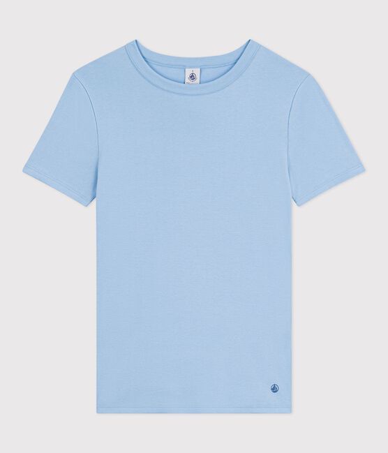 Women's short-sleeved plain cotton T-shirt FLO blue