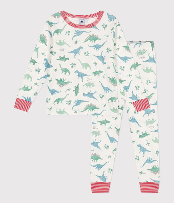 Children's dinosaur print cotton pyjamas MARSHMALLOW white/MULTICO white