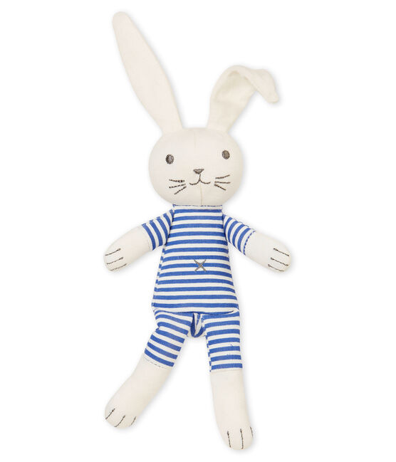 Unisex baby rabbit rattle comforter SMOKING blue/MARSHMALLOW white