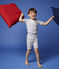 Boys' Snugfit Wave Print Cotton Short Pyjamas MARSHMALLOW white/COOL blue
