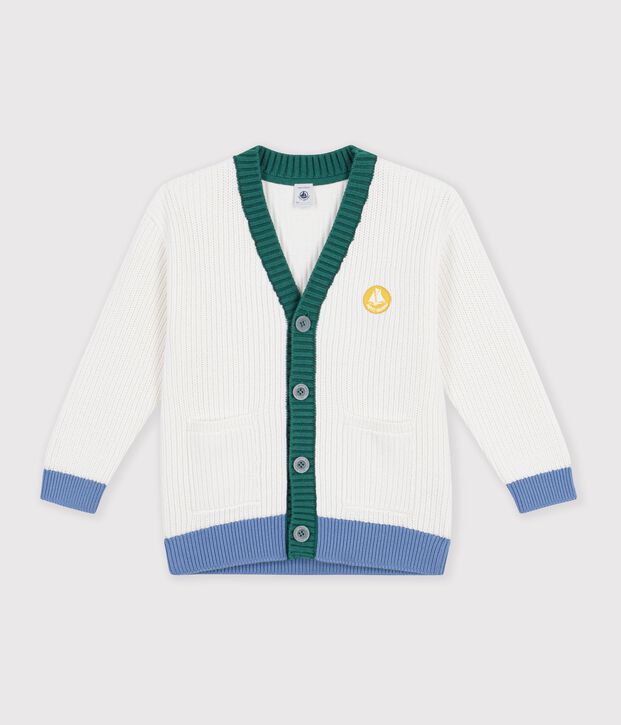 Children's plain cotton cardigan white/multicolor