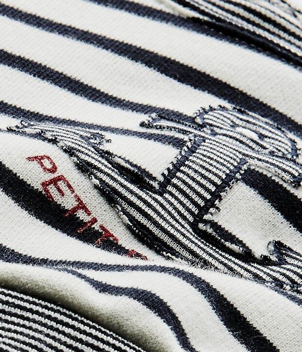 Baby boy's sailor-striped sweatshirt white/blue