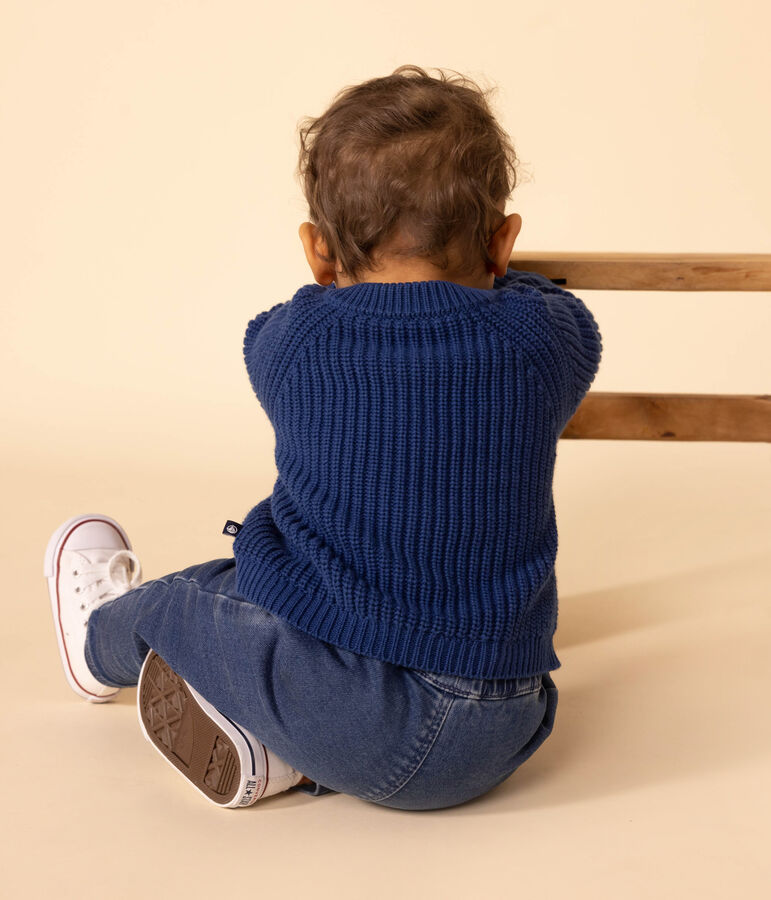 Babies' Knitted Cotton Cardigan blue