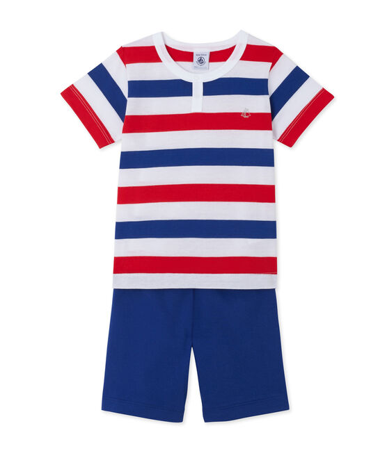 Pyjacourt garçon en jersey rayé ECUME white/SOURCE blue/ECUME