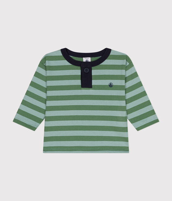 Babies' long-sleeved fine jersey T-shirt PALMERAIE green/PAUL