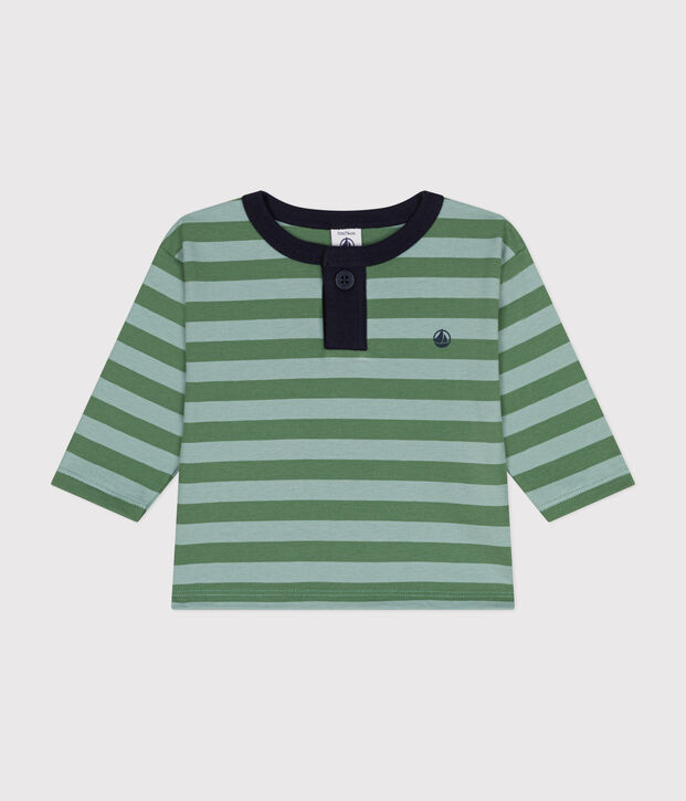 Babies' long-sleeved fine jersey T-shirt green/green