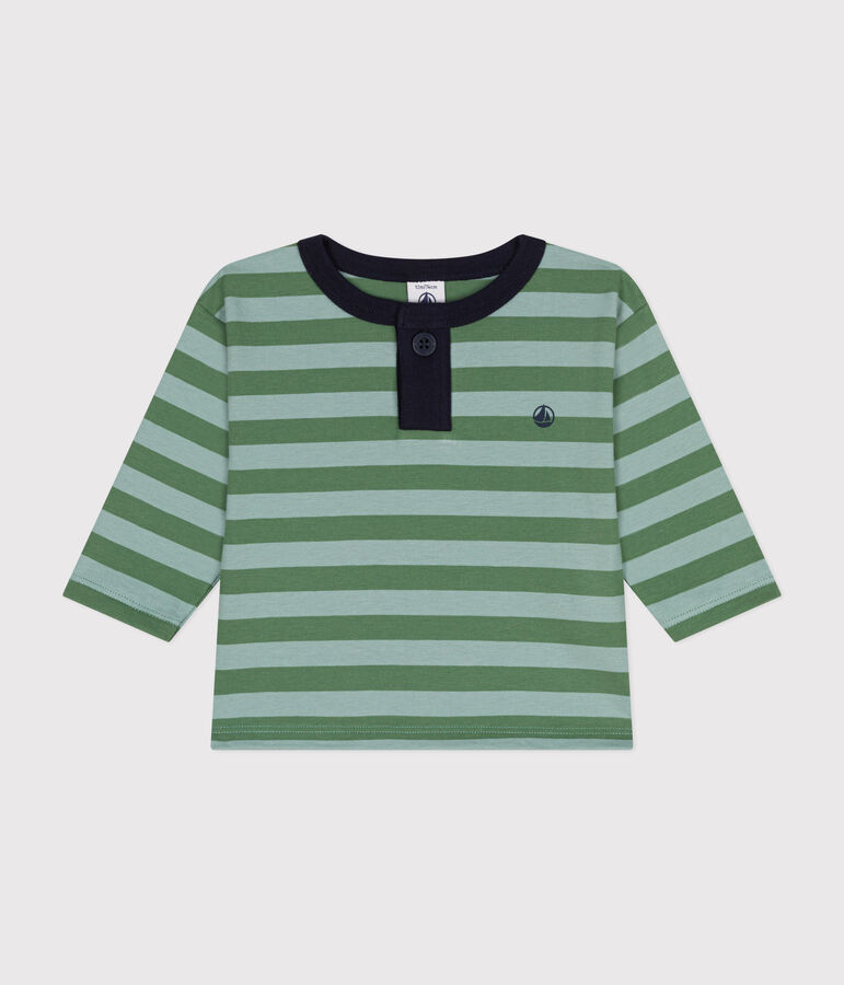 Babies' long-sleeved fine jersey T-shirt green/green