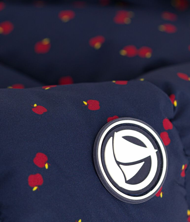 Children's printed long puffer jacket blue/multicolor