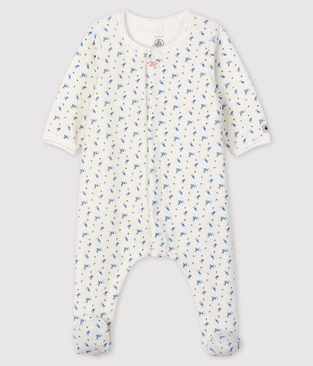 Baby Girls' floral print Velour Bodyjama white/multicolor