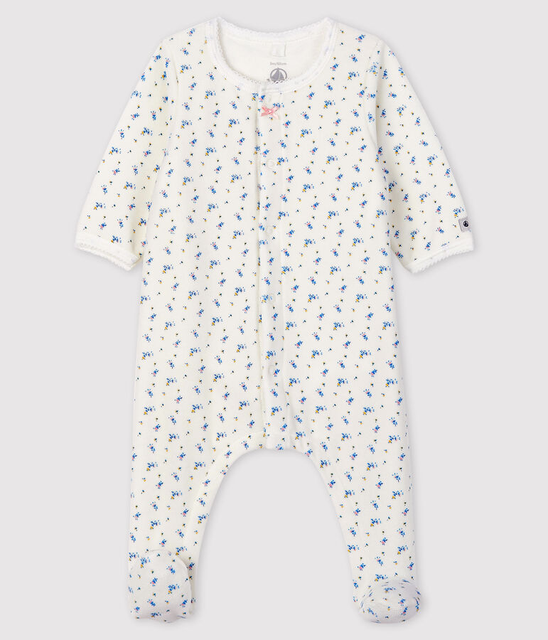 Baby Girls' floral print Velour Bodyjama MARSHMALLOW white/MULTICO white