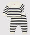 Babies' Stripy Wool Knit Clothing - 2-Piece Set MARSHMALLOW white/SMOKING blue