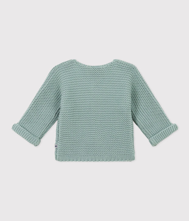 Babies' Moss Stitch Knit Cardigan green