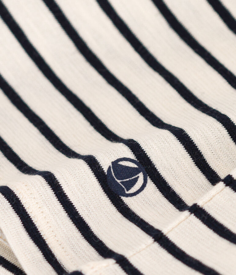 Girls' Stripy Slub Jersey T-shirt AVALANCHE white/SMOKING blue