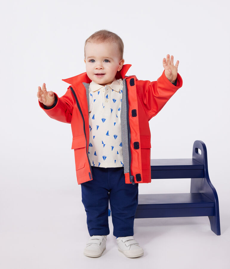 Babies' iconic raincoat in water-repellent fabric red