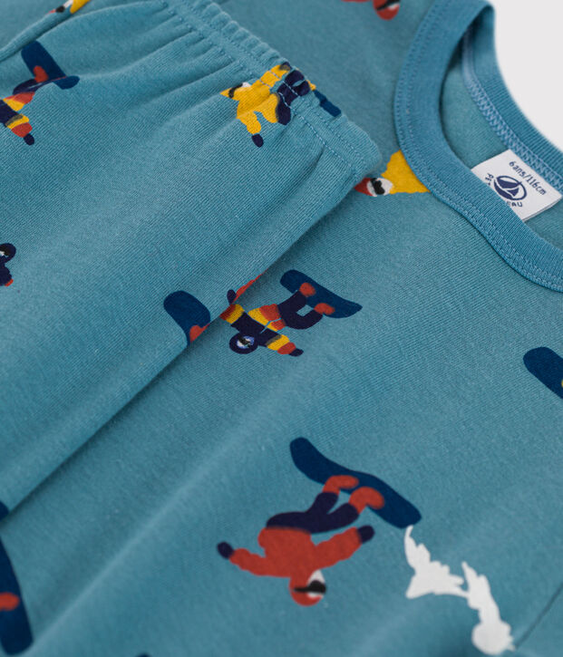 Children's Unisex Snowboard Cotton Pyjamas blue/multicolor