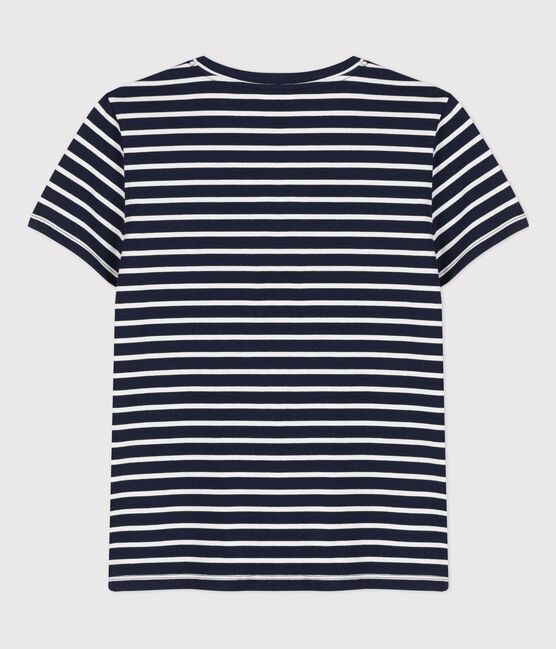 Women's Classic V-Neck Cotton T-Shirt SMOKING blue/MARSHMALLOW white