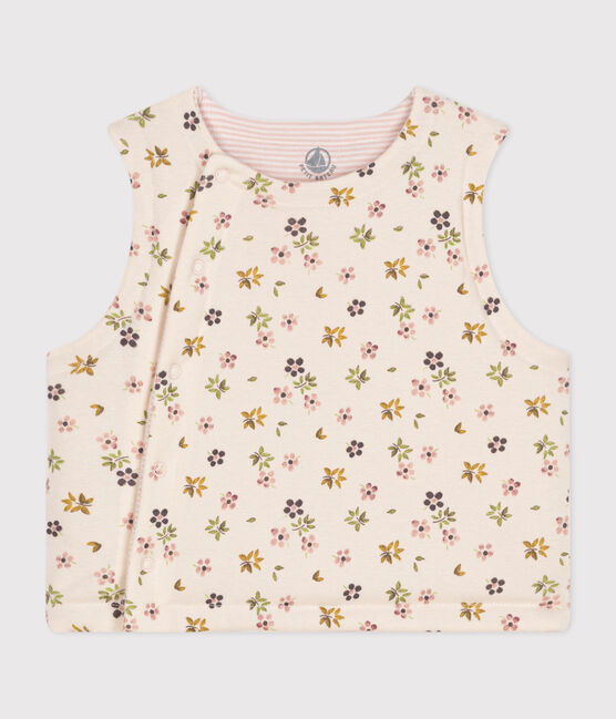 BABIES' REVERSIBLE SLEEVELESS COTTON CARDIGAN AVALANCHE beige/CUIVRE