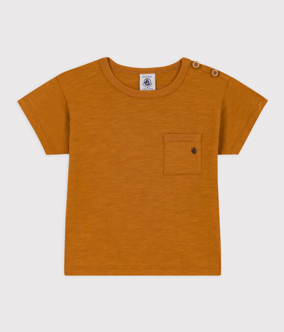 Babies' Short-Sleeved Slub Jersey T-Shirt TOAST brown