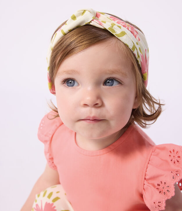Baby girl's  floral print cr&ecirc;pe headband white/multicolor