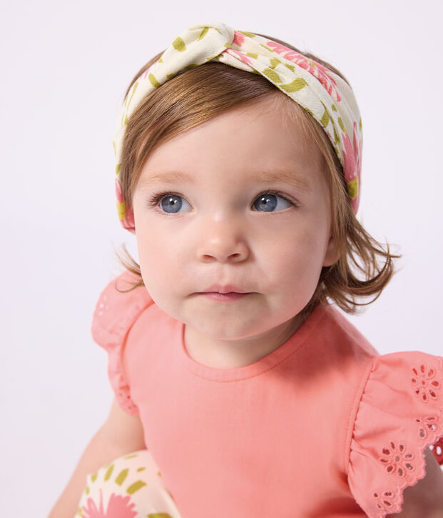 Baby girl's  floral print cr&ecirc;pe headband white/multicolor