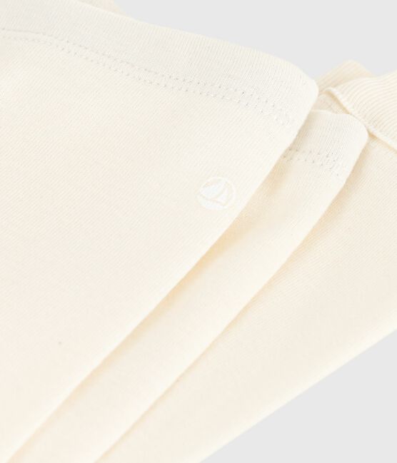 Babies' plain cotton leggings MILK Ecru