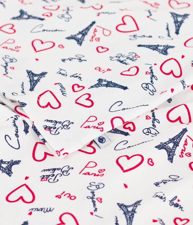 Children's short Paris print cotton pyjamas white/multicolor