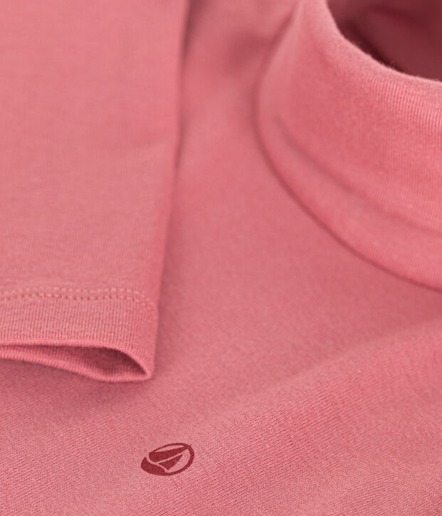 Cotton roll neck top for girls or boys pink