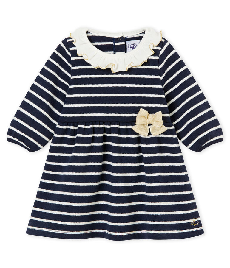 Baby girl's sailor stripe dress blue/white