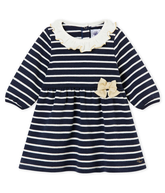Baby girl's sailor stripe dress SMOKING blue/MARSHMALLOW white