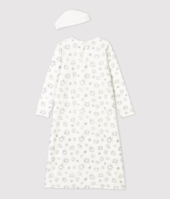 Girls' Princess Velour Nightdress MARSHMALLOW white/ARGENT grey