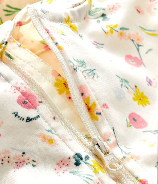 Unisex print windbreaker for babies MARSHMALLOW white/ROSE pink/MULTICO