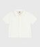 Babies' short-sleeved plain cotton/linen shirt MARSHMALLOW white