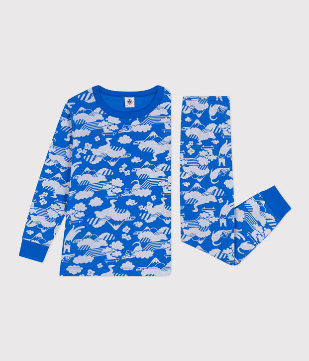 Children's Printed Cotton Pyjamas blue/white