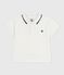 Babies' short-sleeved plain cotton polo shirt MARSHMALLOW white