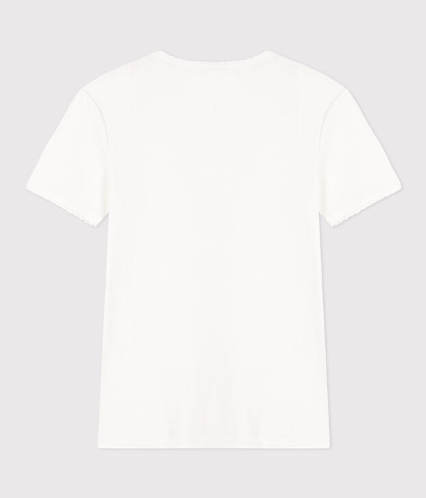 Women's short-sleeved rib knit Iconic Cocotte T-shirt white