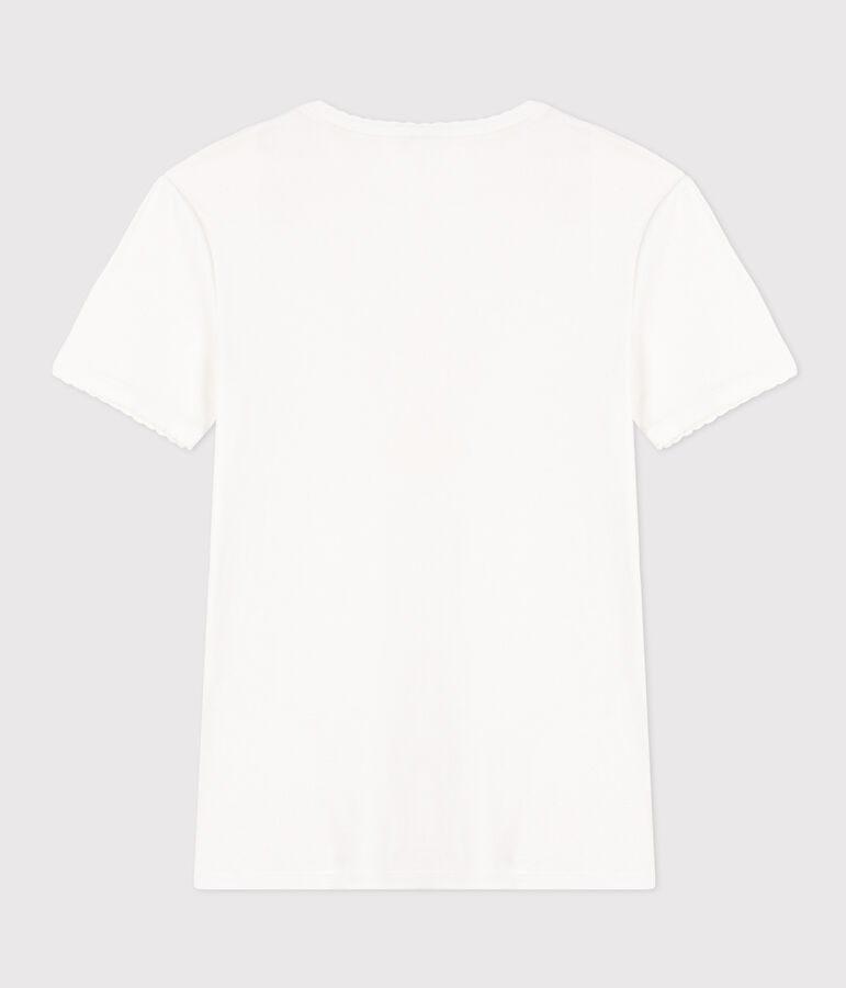 Women's short-sleeved rib knit Iconic Cocotte T-shirt white