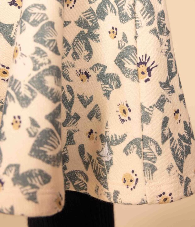 Girls' brushed fleece skirt Ecru/multicolor