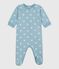 Babies' brushed fleece heart print pyjama suit green/white