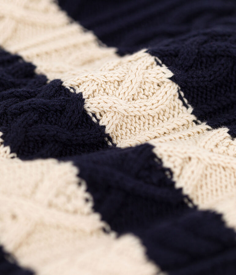 Children's Unisex Stripy Cotton Irish Pullover blue/ecru