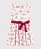 Girls' Short-Sleeved Poplin Dress MARSHMALLOW white/TERKUIT red