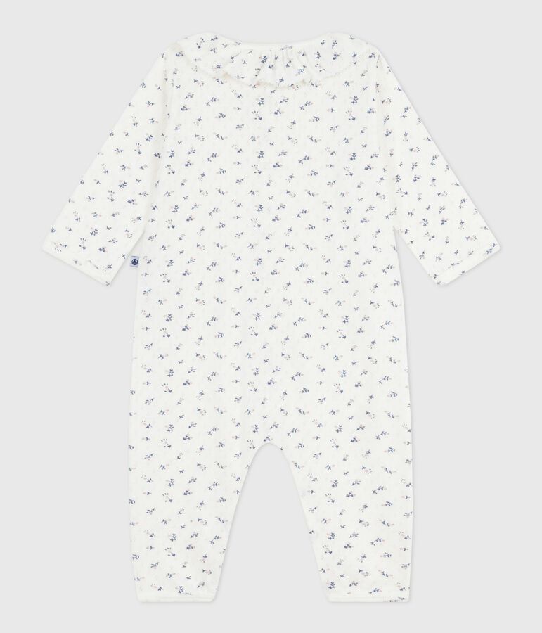 Babies' footless openwork floral-print cotton pyjama suit white/multicolor