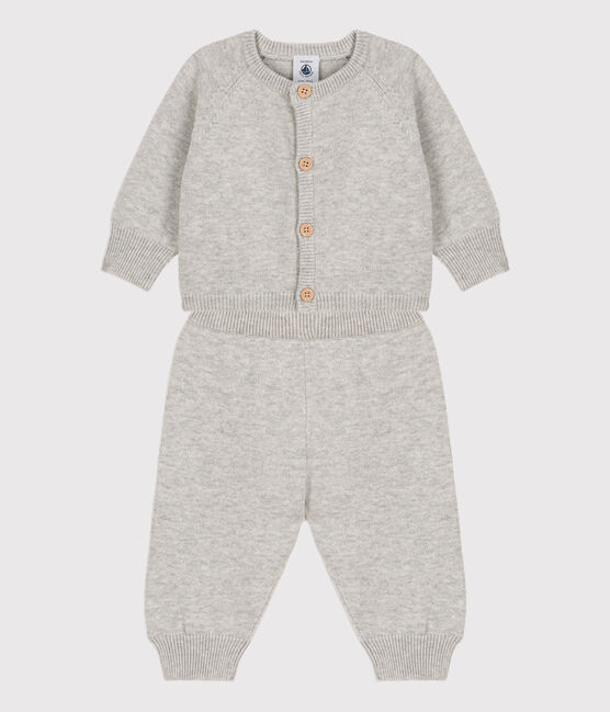 Babies' Wool/Cotton Knit Clothing - 2-Piece Set BELUGA CHINE grey