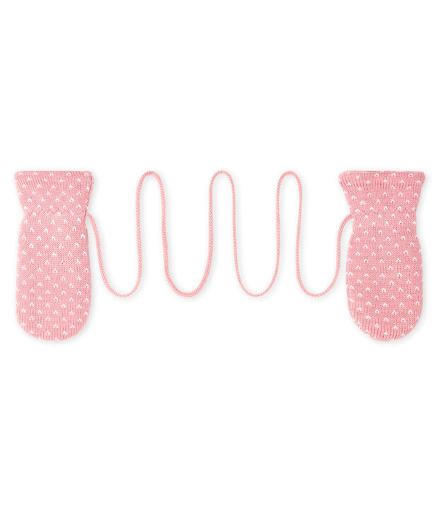 Unisex Baby Fleece-Lined Mittens pink/white