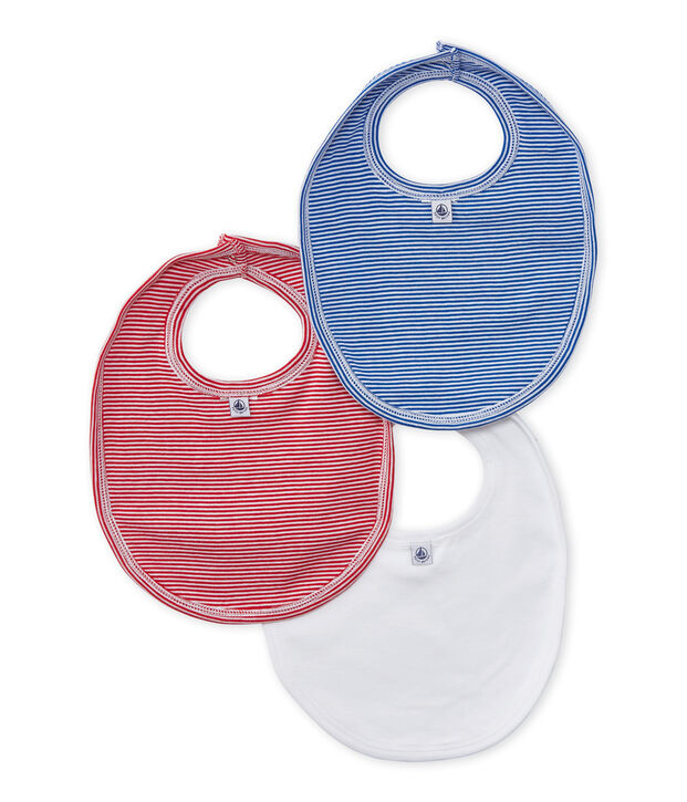 Set of 3 baby's bibs white