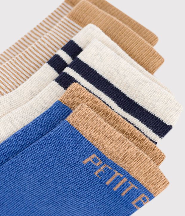 3 pairs of children's stripy cotton socks multicolor