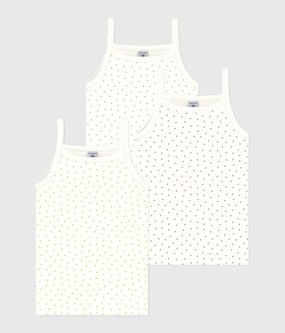 Girls' Mini Heart Patterned Cotton Strappy Vests - 3-Pack variante 1