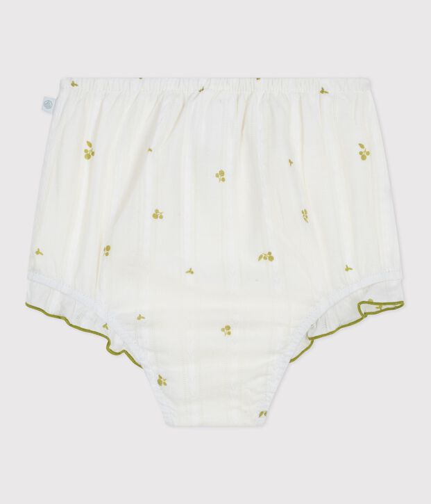 Babies' cotton bloomers printed with flowers white/green