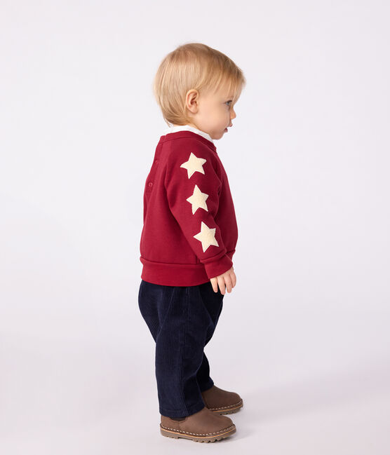 Babies' soft, warm, star-patterned cotton sweatshirt AMARANTE